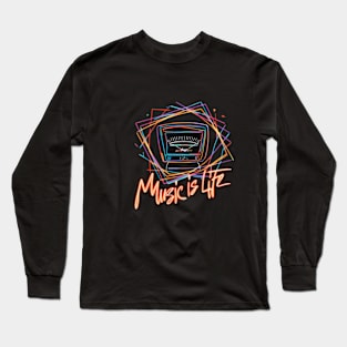 "Neon VU Meter Graffiti Art Print" - Music Life Lover Song Long Sleeve T-Shirt